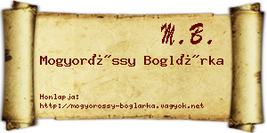 Mogyoróssy Boglárka névjegykártya